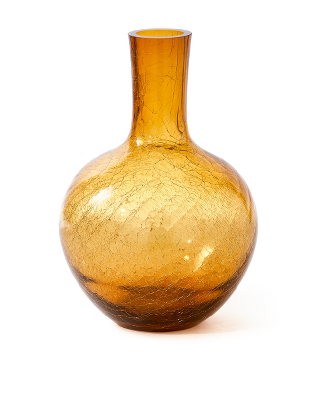 Crackled glass ball body vase L
