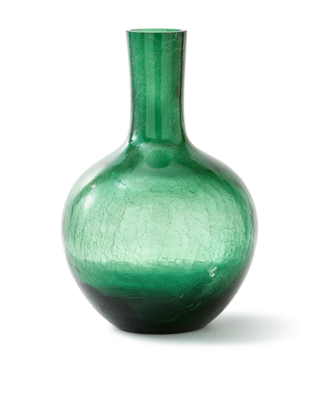 Crackled glass ball body vase L