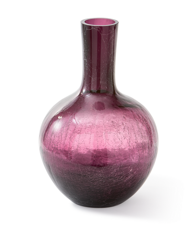 Crackled glass ball body vase L