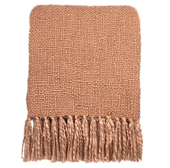 Plaid Brush pink throw