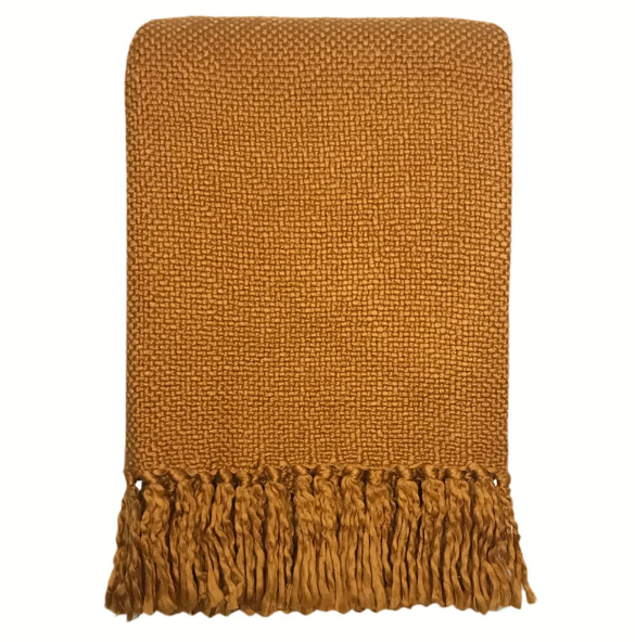 Plaid inca solid throw